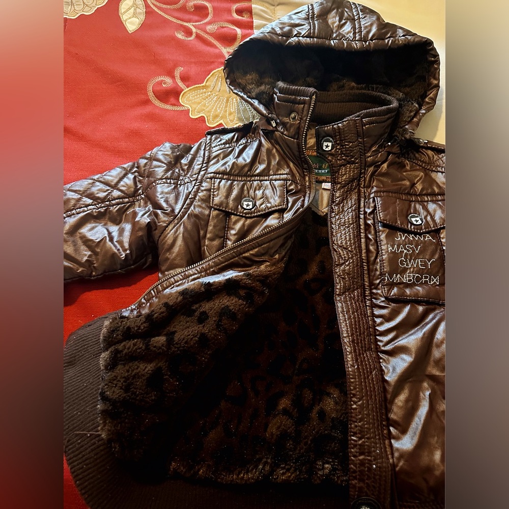 Boy’s Hooded leather jacket